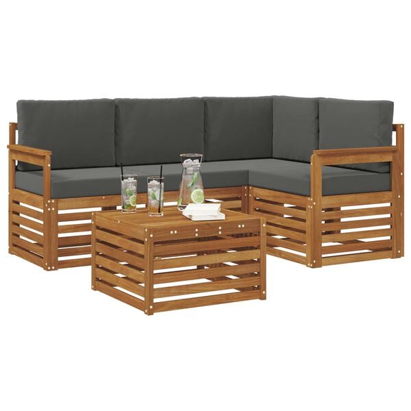 vidaXL Zestawy mebli z poduszką 5 pcs Naturalny i Antracytowy