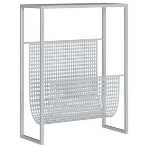 vidaXL Stojak na gazety, srebrny, 35x15x45 cm, stal