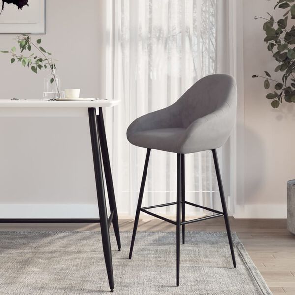 vidaXL Stołek barowy, jasnoszary, obity aksamitem