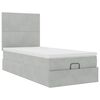 vidaXL Rama ł&oacute;żka otomana z materacami, szara, 90x190 cm, aksamit