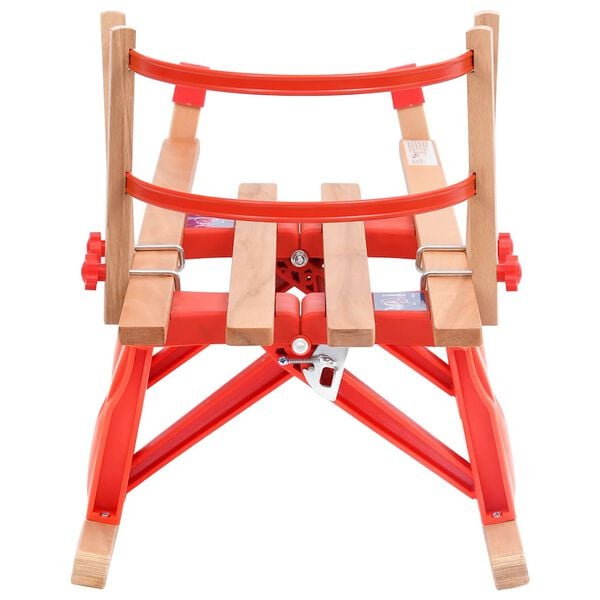 vidaXL Składane sanki z oparciem, 119 cm, drewniane