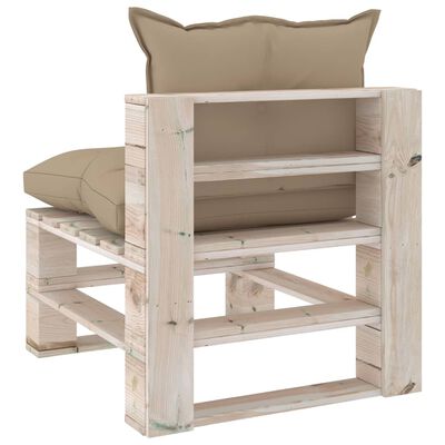vidaXL Sofa środkowa z palet, z poduszkami, drewno sosnowe