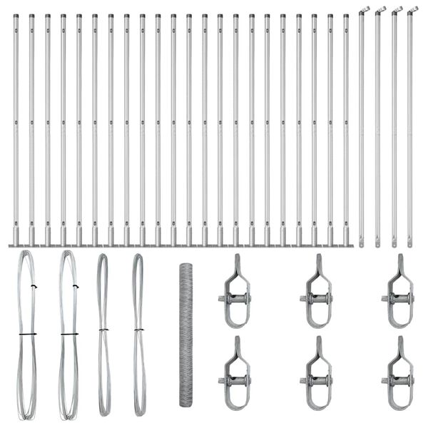 vidaXL Słupek ogrodzeniowy. Srebrny 50 x 1,5 m (siatka 36 mm) Stal