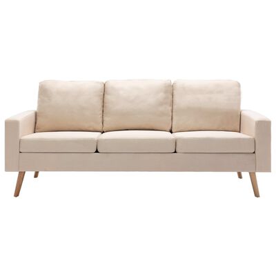 vidaXL 3-osobowa sofa, kremowa, tapicerowana tkaniną