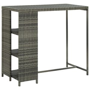 vidaXL Stolik barowy z p&oacute;łką, szary, 120x60x110 cm, polirattan