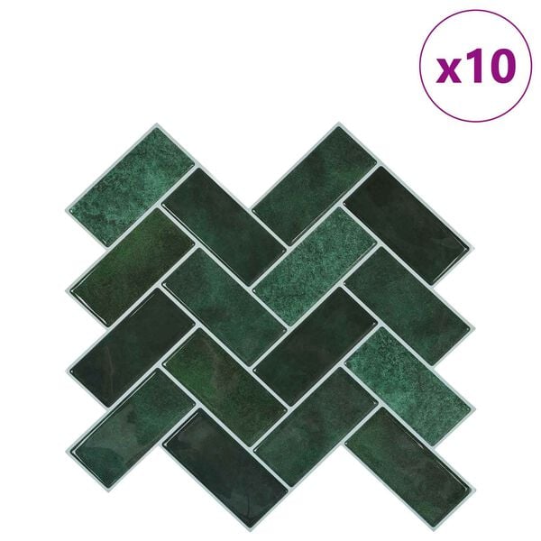 vidaXL Płytka w jodełkę 10 pcs Ciemna zieleń 30 x 30 cm