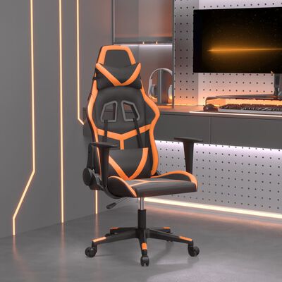 vidaXL Masujący fotel gamingowy, czarno-pomarańczowy, sztuczna skóra