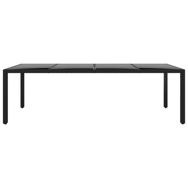 vidaXL Stół ogrodowy, 250x100x75 cm, szkło i rattan PE, czarny