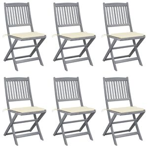 vidaXL Składane krzesła ogrodowe, 6 szt., poduszki, drewno akacjowe