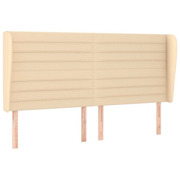 vidaXL Zagł&oacute;wek uszak, kremowy, 183x23x118/128 cm, tkanina