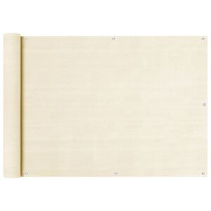 vidaXL Parawan balkonowy, kremowy, 75x400 cm, HDPE