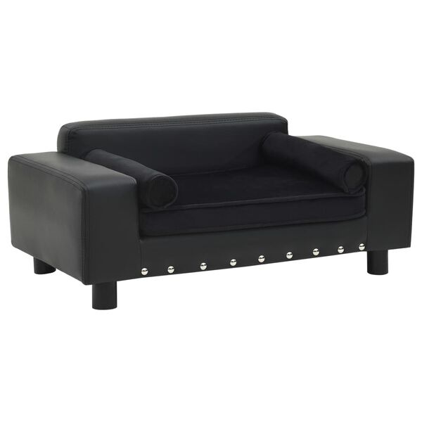 vidaXL Sofa dla psa, czarna, 81x43x31 cm, plusz i sztuczna skóra