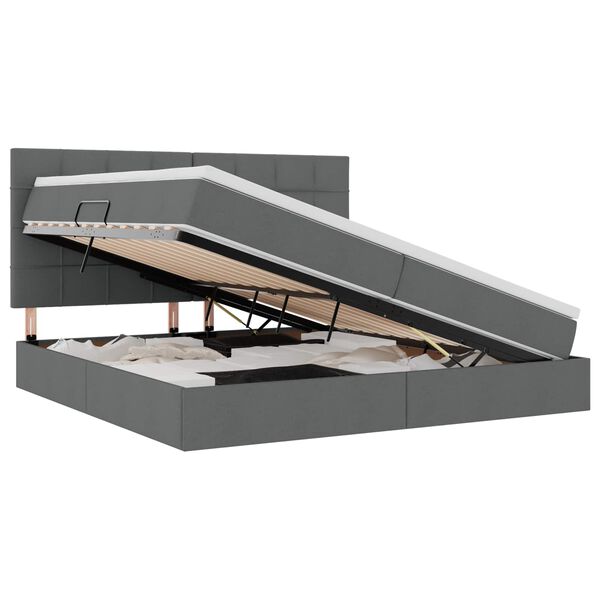 vidaXL Ł&oacute;żko z miejscem na przechowywanie i LED Ciemnoszary Poliester