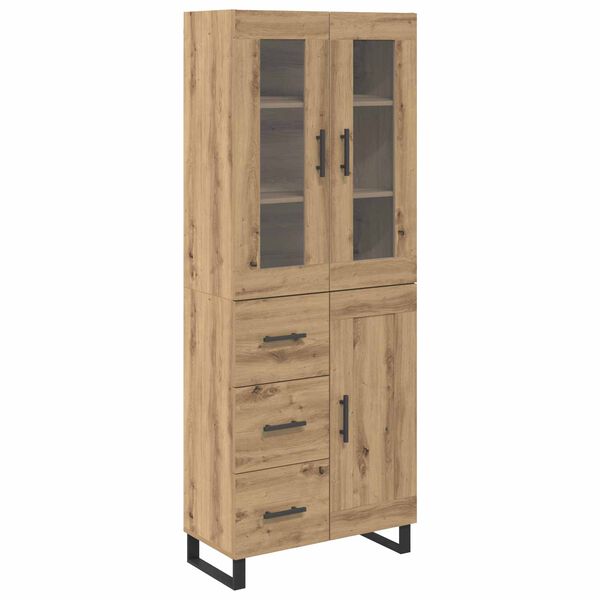 vidaXL Highboard 2 pcs Dąb rzemieślniczy Drewno inżynieryjne i szkło