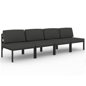 vidaXL 4-os. sofa ogrodowa z poduszkami, aluminium, antracytowa