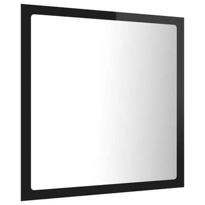 vidaXL Lustro łazienkowe LED, wysoki połysk, czarne, 40x8,5x37 cm