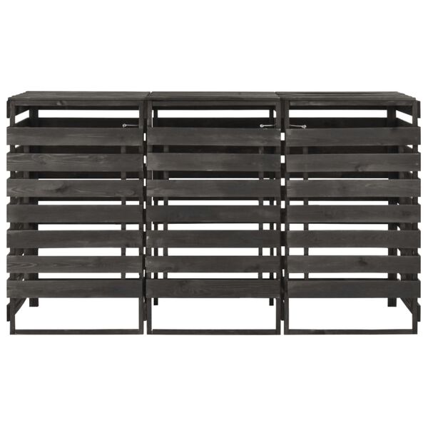 vidaXL Osłona na 3 kosze na śmieci, 210x75x121 cm, malowana sosna