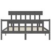 vidaXL Rama ł&oacute;żka z wezgłowiem, szara, lite drewno