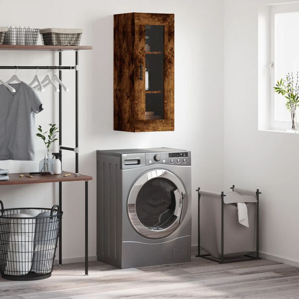 vidaXL Szafka wisząca, przydymiony dąb, 34,5x34x90 cm