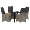 vidaXL Zestaw do jadalni w ogrodzie z poduszką 5 pcs Szary polirattan
