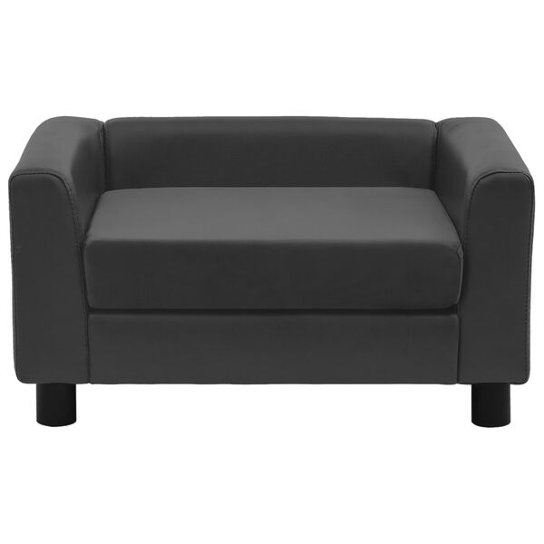 vidaXL Sofa dla psa, ciemnoszara, 60x43x30 cm, plusz i sztuczna sk&oacute;ra