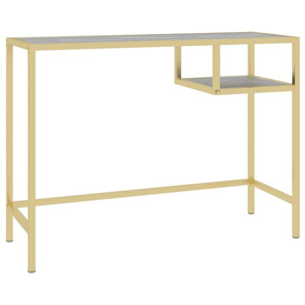 vidaXL Biurko komputerowe, czarny marmur 100x36x74 cm, hartowane szkło