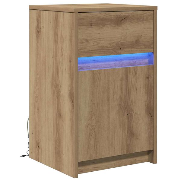 vidaXL LED Stolik nocny z szufladą dąb artisan 38 x 34 x 61 cm