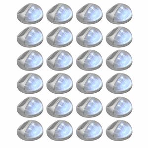 vidaXL Solarne lampy ścienne LED do ogrodu, 24 szt., okrągłe, srebrne