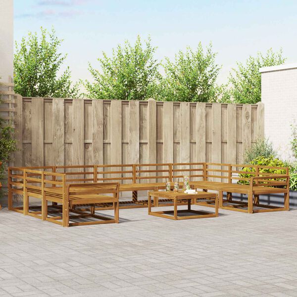 vidaXL Zestaw sof na zewnątrz 10 pcs Naturalny Lite Drewno Akacji