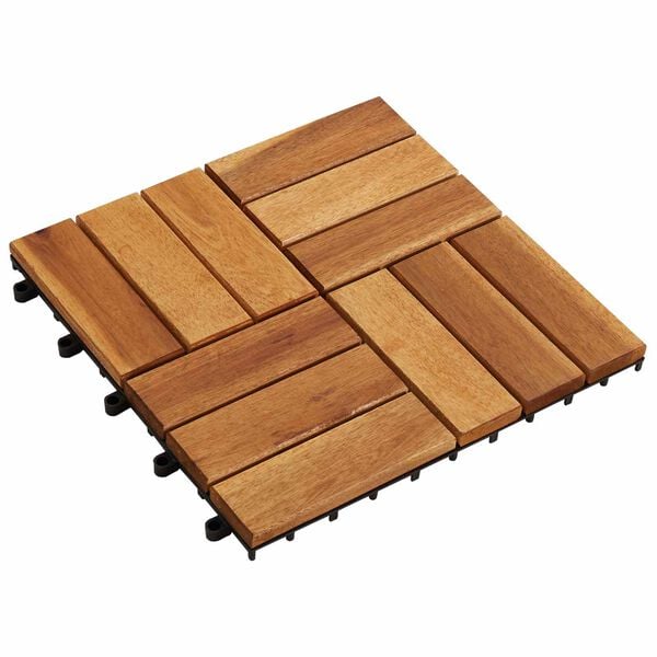vidaXL Płytka Tarasowa 10 pcs Brązowy 30 x 30 cm Drewno Akacjowe