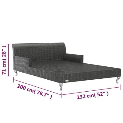 vidaXL 2-osobowe łóżko ogrodowe z poduszkami, rattan PE, czarne