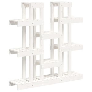 vidaXL Kwietnik, biały, 104,5x25x109,5 cm, lite drewno sosnowe