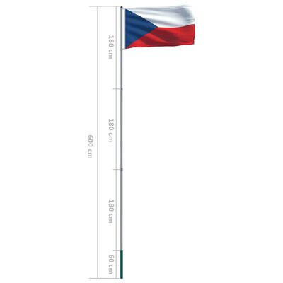 vidaXL Flaga Czech z aluminiowym masztem, 6 m