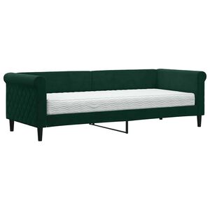 vidaXL Sofa z materacem do spania, ciemnozielona, 80x200 cm, aksamit