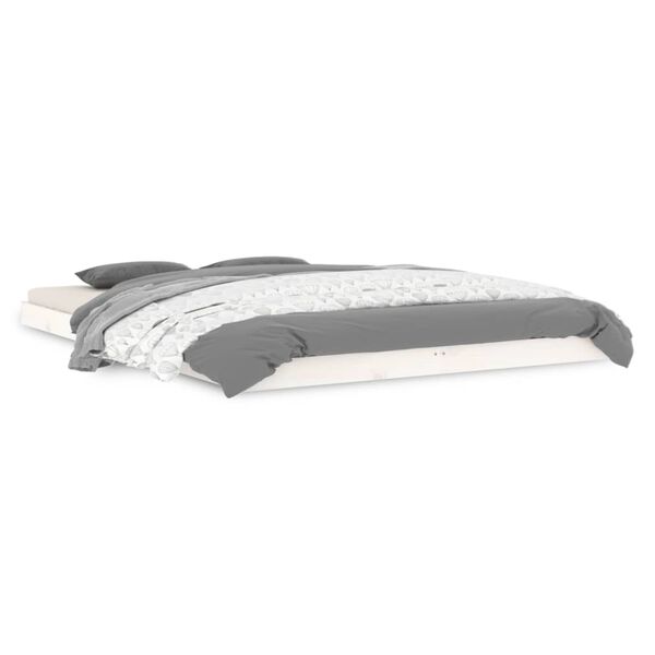 vidaXL Rama ł&oacute;żka, biała, 140 x 200 cm, lite drewno sosnowe