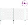 vidaXL Ogrodzenie z słupkiem Zielony 1 x 25 m Stal i PVC