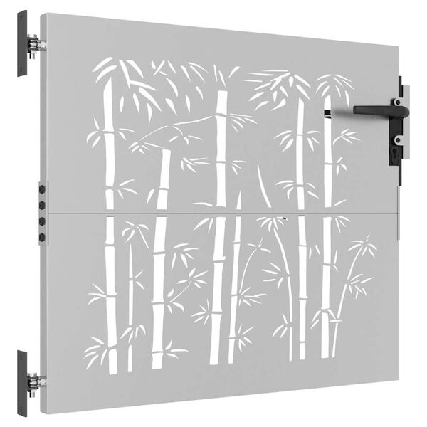 vidaXL Furtka ogrodowa, 85x75 cm, stal kortenowska, motyw bambusa