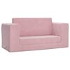vidaXL 2-os. sofa dla dzieci, rozkładana, r&oacute;żowa, miękki plusz