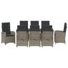 vidaXL Zestaw do jadalni w ogrodzie z poduszką 9 pcs Szary polirattan