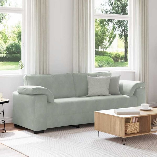 vidaXL Sofa 3-osobowa, jasnoszara, 178 cm, tapicerowana aksamitem
