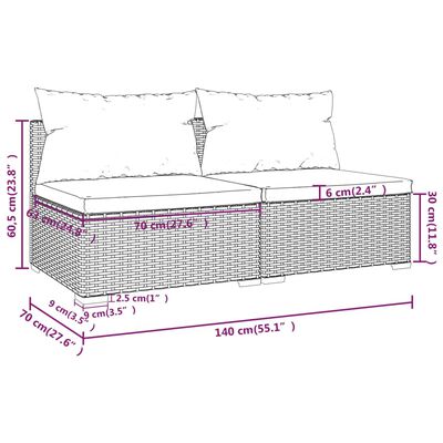 vidaXL 2-cz. zestaw wypoczynkowy do ogrodu, poduszki, czarny rattan PE