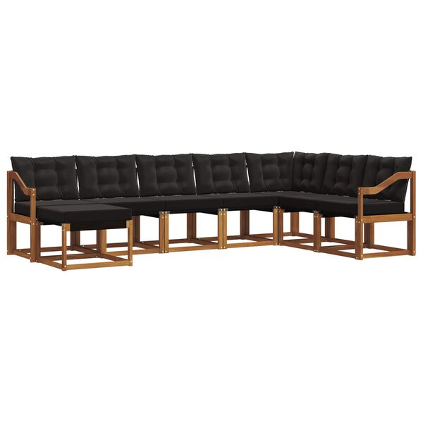 vidaXL Zestaw sof na zewnątrz z poduszką 8 pcs Naturalny i czarny