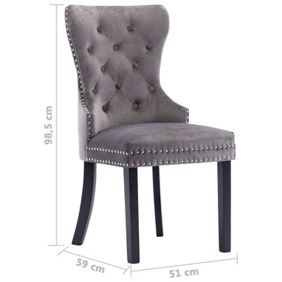 vidaXL Krzesła stołowe, 4 szt., szare, aksamitne