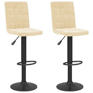 vidaXL Stołki barowe, 2 szt., kremowe, obite aksamitem