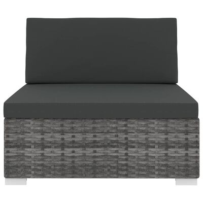 vidaXL Środkowa sofa z poduszką, 1 szt., polirattan, szara