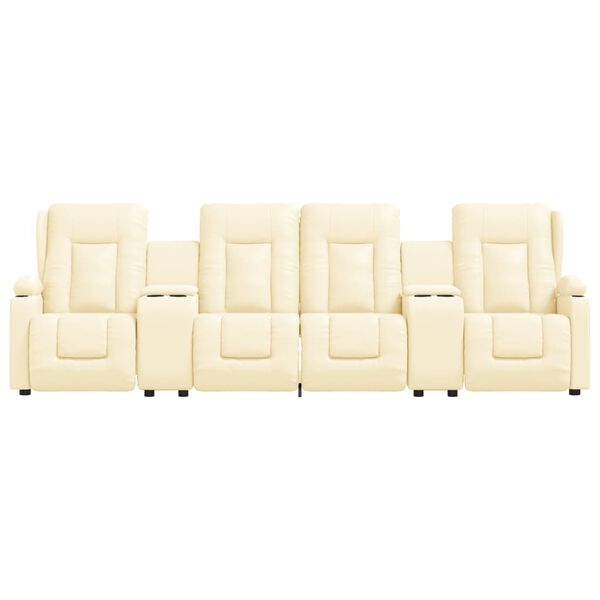 vidaXL Rozkładany fotel masujący z uchwytem, 4-os., kremowy, ekoskóra