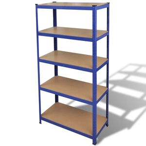 vidaXL Regał z 5 p&oacute;łkami, niebieski, stal i materiał drewnopochodny
