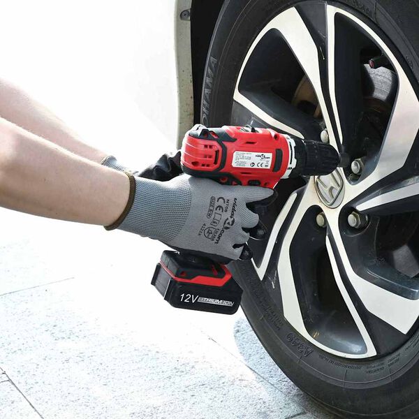 vidaXL Rękawice Robocze 12 pcs Szary i czarny 8 / m Poliester