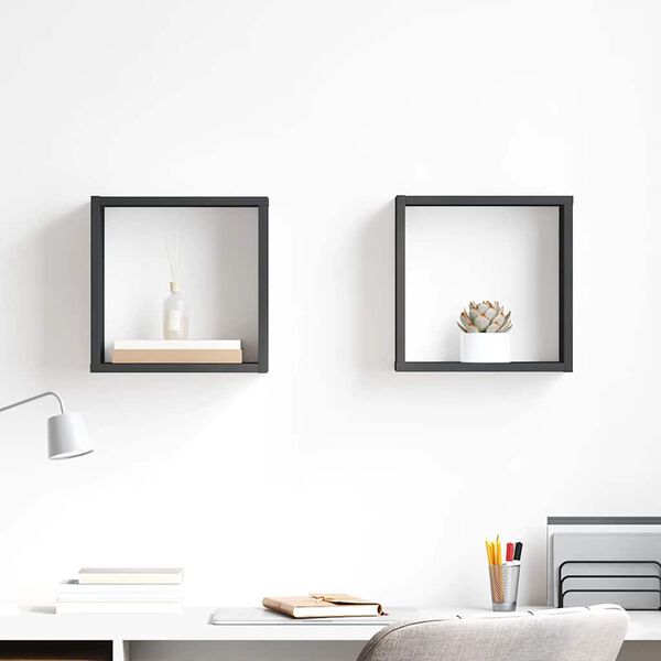 vidaXL P&oacute;łki ścienne kostki, 2 szt., szare, 30x15x30 cm