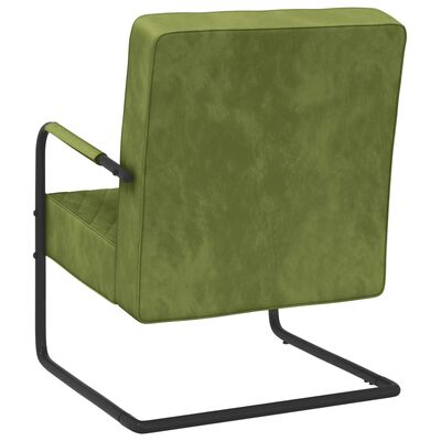 vidaXL Krzesło wspornikowe, jasnozielone, obite aksamitem